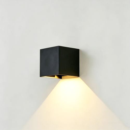 3W CUBIC PRO vägglampa - IP65, svart, vidarekoppling, justerbar, fyrkantig, utomhus, inkl. ljuskälla