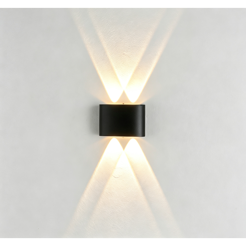 4W vägglampa - IP65, svart, upp/ner, utomhus, inkl. ljuskälla