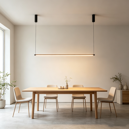 Svart matbordslampa 126cm - 18W, inkl. vajerupphäng