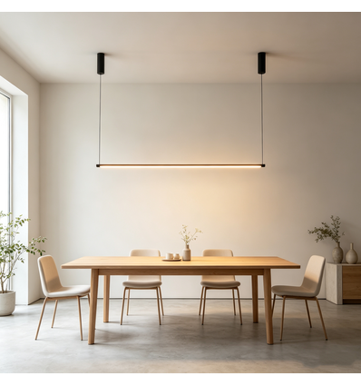 Svart matbordslampa 126cm - 18W LED, 2800K, inkl. vajerupphäng