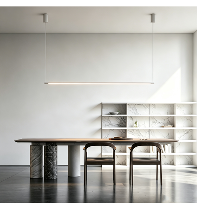 126cm dimbar matbordslampa - Vit, 18W LED, inkl. vajerupphäng