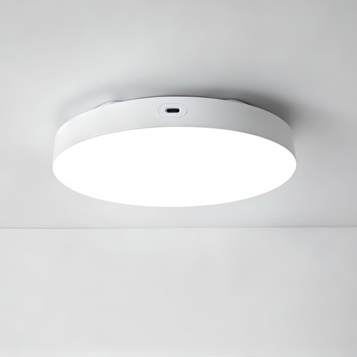 Laddningsbar LED taklampa med sensor - Mikrovågssensor, Ø20cm, 6W, CCT, Vit