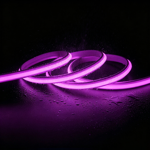 5m 9W/m Lila/rosa Slim COB strip - 230V, IP67 vattentät, 296 LED, kan klippas var 10:e cm