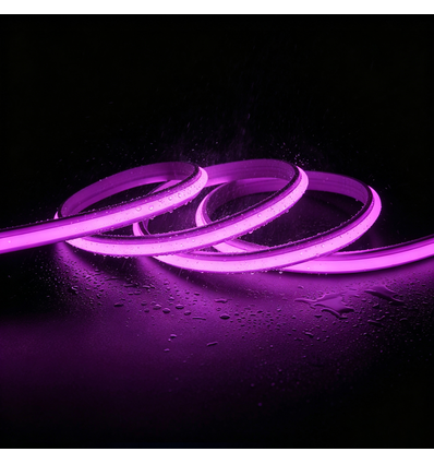 5m 9W/m Lila Slim COB strip - 230V, IP67 vattentät, 296 LED, kan klippas var 10:e cm