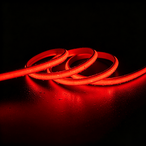 5m 9W/m Röd Slim COB strip - 230V, IP67 vattentät, 296 LED, kan klippas var 10:e cm