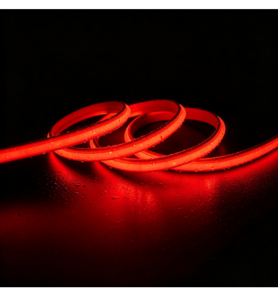 5m 9W/m Röd Slim COB strip - 230V, IP67 vattentät, 296 LED, kan klippas var 10:e cm