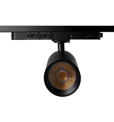 10-14W 3-fas CCT Triac skenspotlight - RA93, justerbar CCT & Watt, svart
