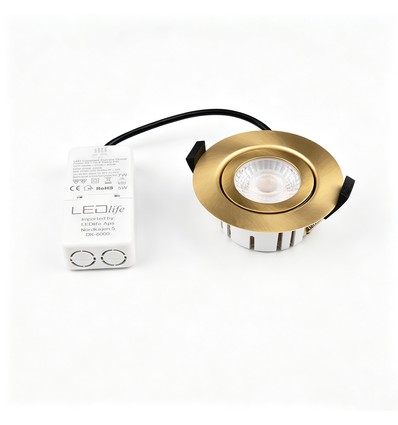 7W RA96 CCT + DimToWarm infälld spotlight för isolering - dimbar, Hål: Ø6,8 cm, Mått: Ø9,3 cm, guld