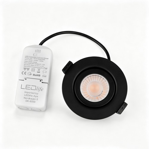 7W RA96 CCT + DimToWarm downlight för isolering - Dimbar, Hål: Ø6,8 cm, Mått: Ø8,3 cm, svart
