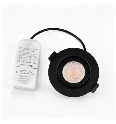 7W RA96 CCT + DimToWarm downlight för isolering - Dimbar, Hål: Ø6,8 cm, Mått: Ø8,3 cm, svart