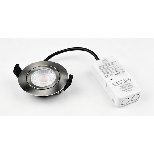 7W Ø8,3cm DimToWarm+CCT downlight dimbar RA96 - Hål: Ø6,8 cm, Borstat stål