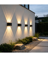 6-pack 4W CURVE vägglampa - IP65, svart, upp/ner, utomhus, inkl. ljuskälla