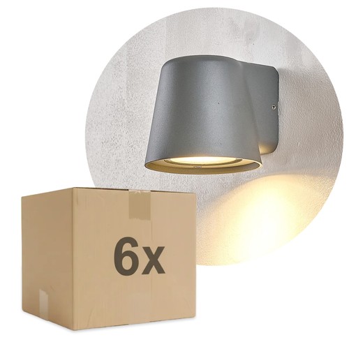 6 st. Avero GU10 Vägglampa Grå - IP65, utan ljuskälla