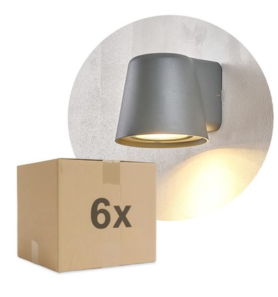 6 st. Avero GU10 Vägglampa Grå - IP65, utan ljuskälla