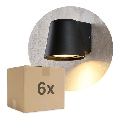 6-pack Avero GU10 Vägglampa Svart - IP65, utan ljuskälla