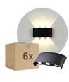 6-pack 6W CURVE vägglampa - IP65, svart, upp/ner, utomhus, inkl. ljuskälla