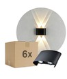 6-pack 4W CURVE vägglampa - IP65, svart, upp/ner, utomhus, inkl. ljuskälla