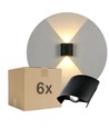 6-pack 2W CURVE vägglampa - IP65, svart, upp/ner, utomhus, inkl. ljuskälla