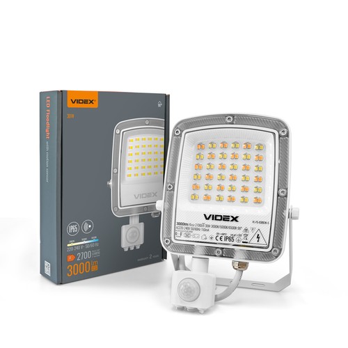 30W LED-strålkastare med sensor - CCT, IP65, PIR-rörelsesensor, svart hölje