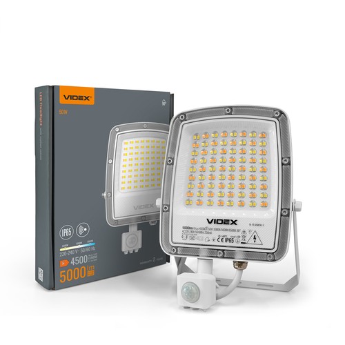 50W LED-strålkastare med rörelsevakt - CCT, IP65, utomhus