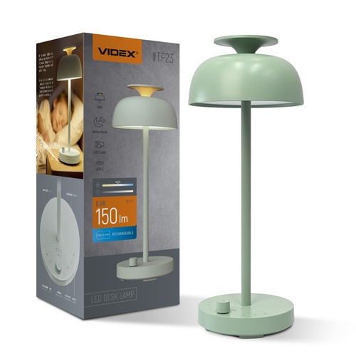 Laddningsbar LED-skrivbordslampa med white noise - Neutralvit + RGB, grön, inkl. ljuskälla