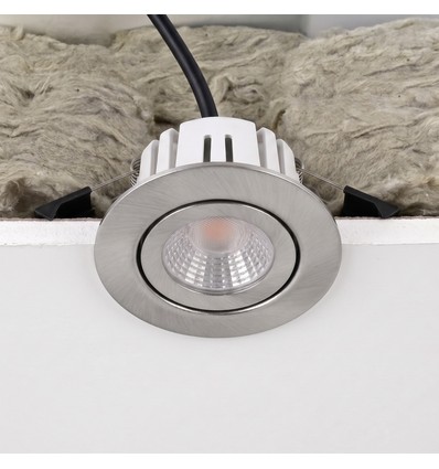 7W RA96 CCT + DimToWarm downlight för isolering - Dimbar, Hål: Ø6,8 cm, Mått: Ø9,3 cm, borstat stål