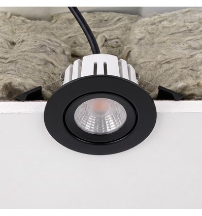 7W RA96 CCT + DimToWarm infälld spot för isolering - Dimbar, Hål: Ø6,8 cm, Mått: Ø9,3 cm, svart