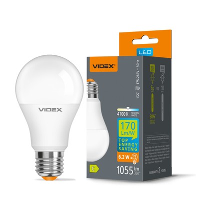 E27 6,2W LED-lampa - A60, neutralvit