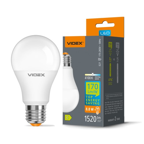 E27 8,8W LED-lampa - A60, neutralvit