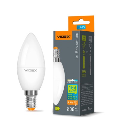 E14 4,9W LED-klotlampa - C37, neutralvit