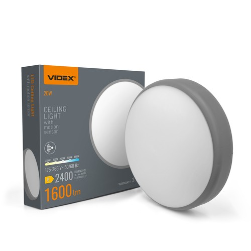 20W LED-taklampa med rörelsesensor - 5CCT, vit kant, inbyggd sensor