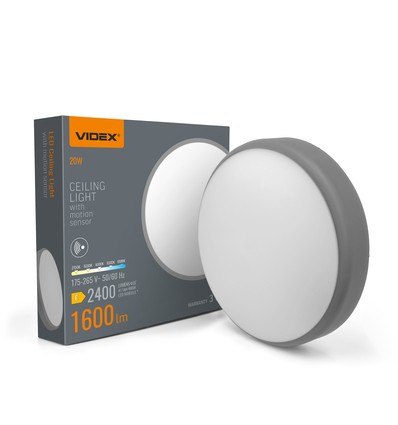 20W LED-taklampa med rörelsesensor - 5CCT, vit kant, inbyggd sensor
