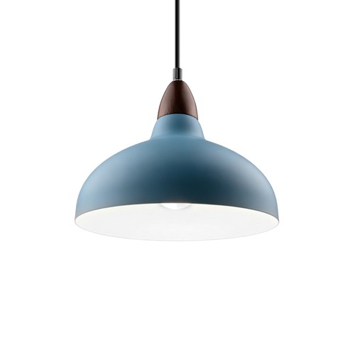 BIRK Petroleumsblå Ø24cm pendel - E27 sockel, 2m sladd, metall / trä