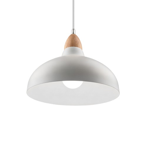 BIRK Vit Ø24cm pendel - E27 sockel, 2m sladd, metall / trä