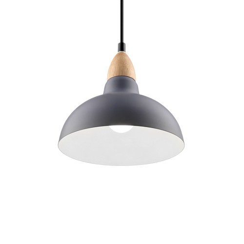 BIRK gråblå Ø24cm pendel - E27-sockel, 2m sladd, metall / trä
