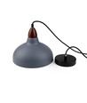 BIRK Grå Ø19cm pendel - E27 sockel, 2m sladd, metall / trä