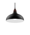 BIRK Svart Ø19cm pendel - E27 sockel, 2m sladd, metall / trä
