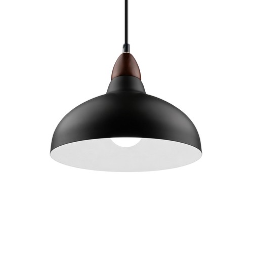 BIRK Svart Ø24cm pendel - E27 sockel, 2m sladd, metall / trä