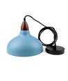 BIRK Petroleumsblå Ø19cm pendel - E27 sockel, 2m sladd, metall / trä