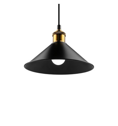 Svart Ø22cm pendellampa - E27 sockel, 2m sladd, svart/mässing
