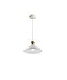 Vit Ø22cm pendellampa - E27 sockel, 2m sladd, vit/mässing