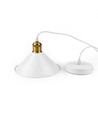 Vit Ø22cm pendellampa - E27 sockel, 2m sladd, vit/mässing