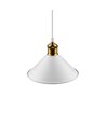 Vit Ø22cm pendellampa - E27 sockel, 2m sladd, vit/mässing