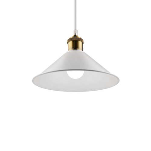 MOKKA Vit Ø22cm pendel - E27 sockel, 2m sladd, Vit/mässing