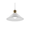 Vit Ø22cm pendellampa - E27 sockel, 2m sladd, vit/mässing