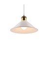 Vit Ø22cm pendellampa - E27 sockel, 2m sladd, vit/mässing