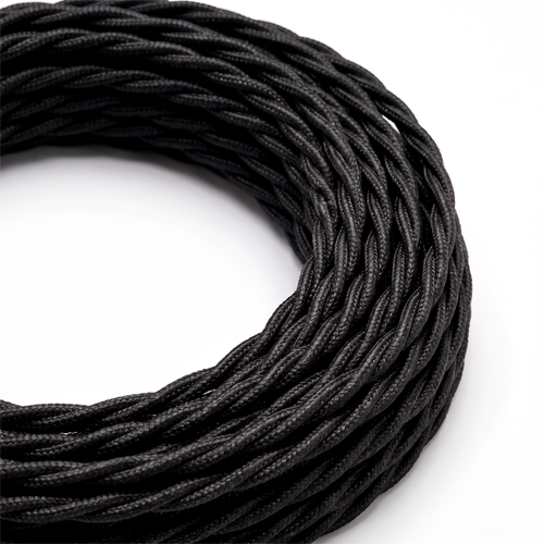 5m textilsladd 2x0,75 mm² - 230V, svart