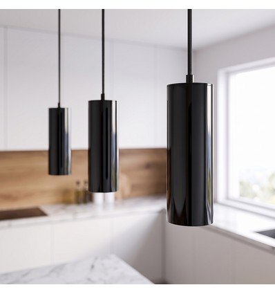 MALM E14 svart cylinderpendel - 2m sladd, med takkåpa, utan ljuskälla