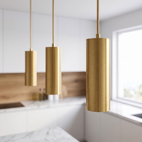 MALM E14 guld cylinderpendel - 2m sladd, med takkopp, utan ljuskälla
