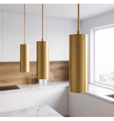 MALM E14 guld cylinderpendel - 2m sladd, med takkopp, utan ljuskälla